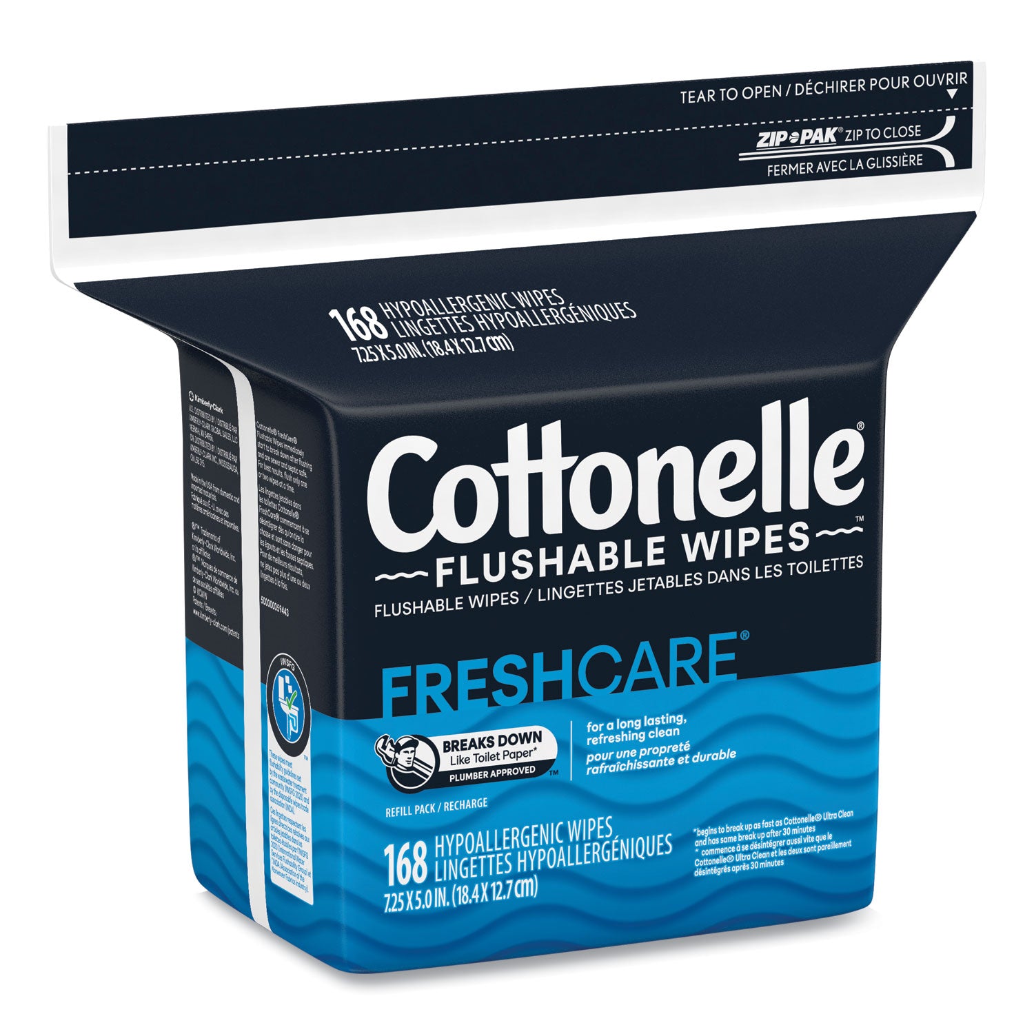 fresh-care-flushable-cleansing-cloths-1-ply-5-x-725-white-168-pack_kcc10358ea - 2