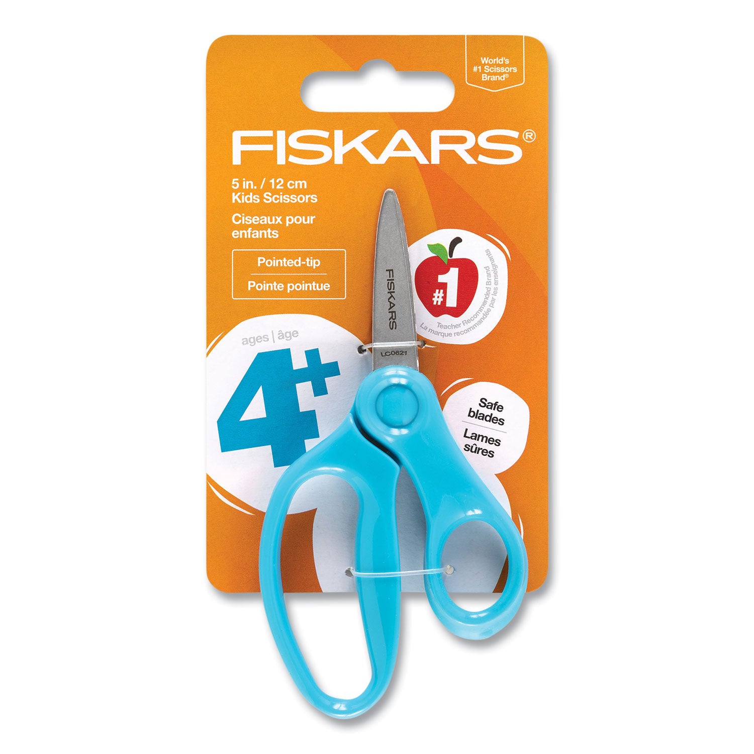 Kids Scissors, Pointed Tip, 5" Long, 1.75" Cut Length, Straight Handles, Randomly Assorted Colors