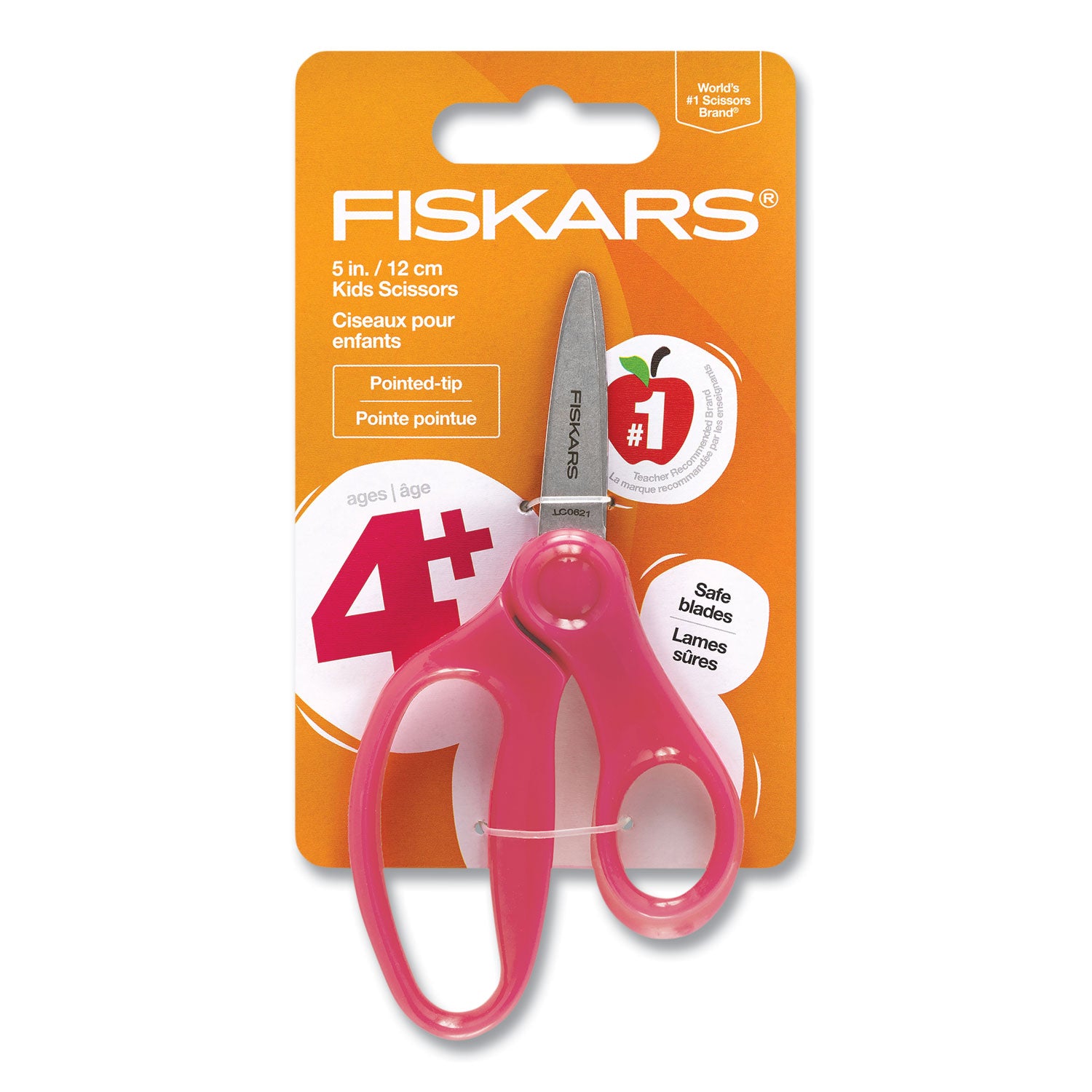 Kids Scissors, Pointed Tip, 5" Long, 1.75" Cut Length, Straight Handles, Randomly Assorted Colors