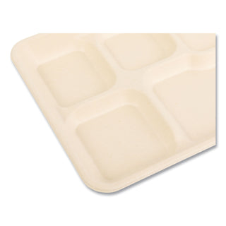 Bagasse PFAS-Free Food Tray, 5-Compartment, 8.26 x 0.98 x 10.9, Tan, Bamboo/Sugarcane, 500/Carton