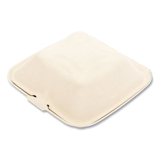 Bagasse PFAS-Free Food Containers, 1-Compartment, 6 x 6 x 3.19, Tan, Bamboo/Sugarcane, 500/Carton