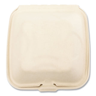 Bagasse PFAS-Free Food Containers, 1-Compartment, 6 x 6 x 3.19, Tan, Bamboo/Sugarcane, 500/Carton