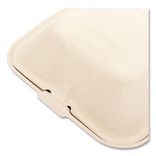 Bagasse PFAS-Free Food Containers, 1-Compartment, 6 x 6 x 3.19, Tan, Bamboo/Sugarcane, 500/Carton