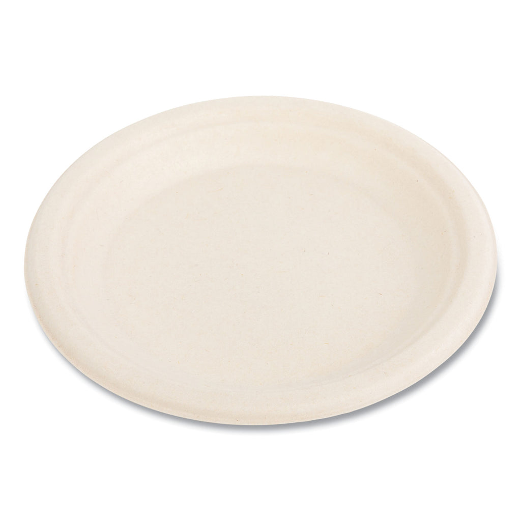 Bagasse PFAS-Free Dinnerware, Plate, 6" dia, Tan, 1,000/Carton