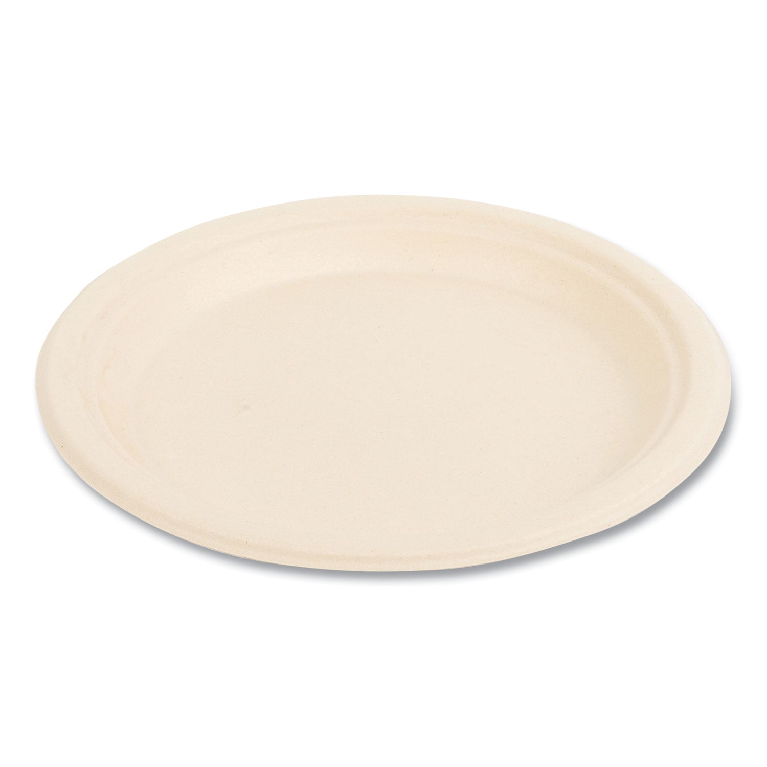Bagasse PFAS-Free Dinnerware, Plate, 9" dia, Tan, 500/Carton