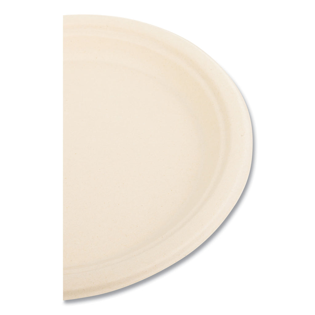 Bagasse PFAS-Free Dinnerware, Plate, 9" dia, Tan, 500/Carton
