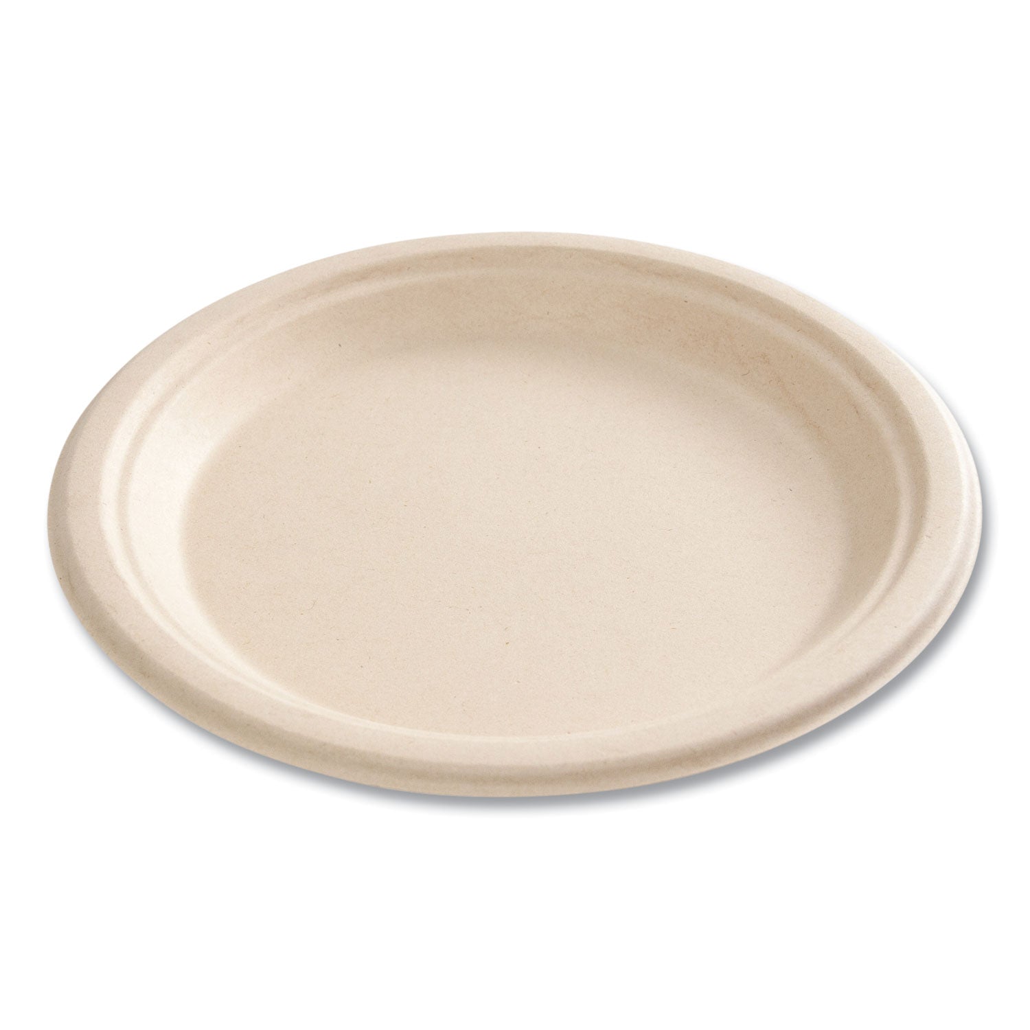 Bagasse PFAS-Free Dinnerware, Plate, 9" dia, Tan, 500/Carton