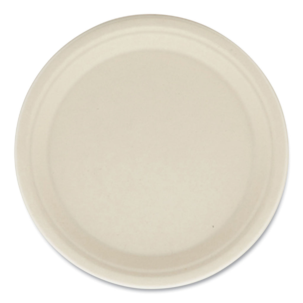 Bagasse PFAS-Free Dinnerware, Plate, 10" dia, Tan, 500/Carton