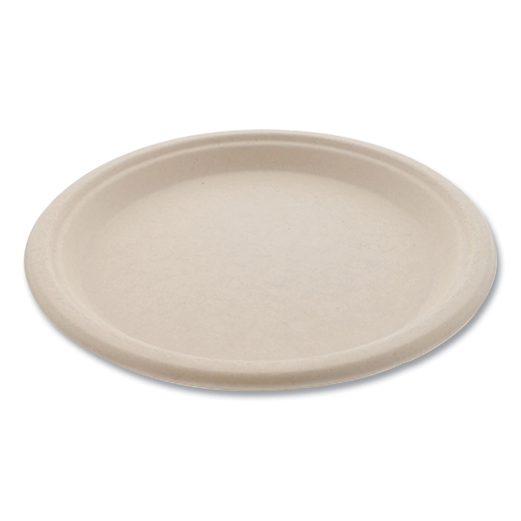 Bagasse PFAS-Free Dinnerware, Plate, 10" dia, Tan, 500/Carton