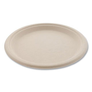 Bagasse PFAS-Free Dinnerware, Plate, 10" dia, Tan, 500/Carton