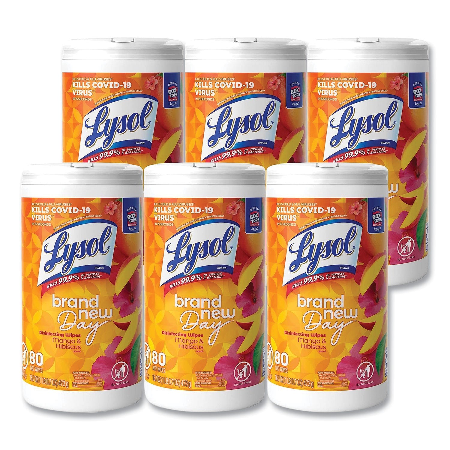 disinfecting-wipes-1-ply-7-x-725-mango-and-hibiscus-white-80-wipes-canister-6-canisters-carton_rac97181 - 1