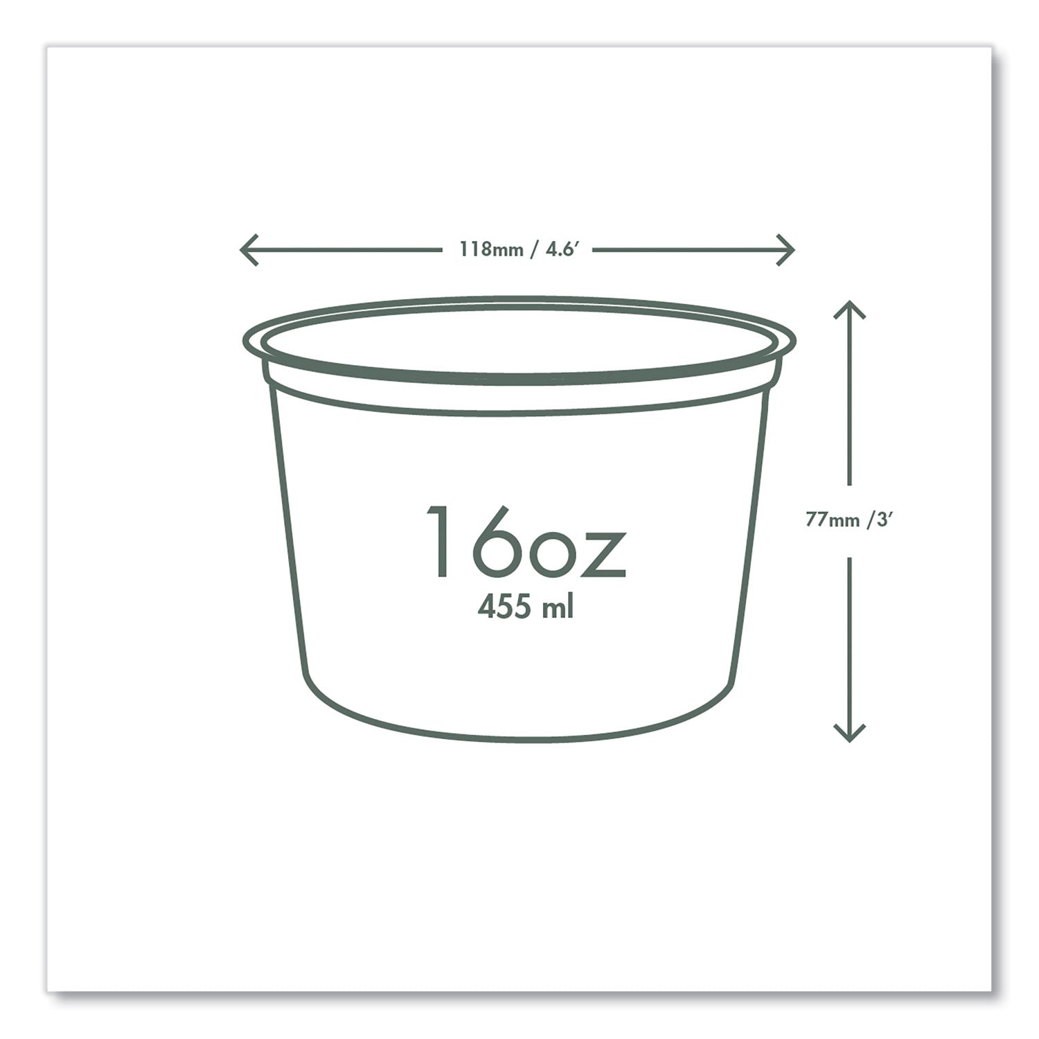 Round Deli Pots, 16 oz, 4.6 Diameter x 3"h, Clear, Plastic, 500/Carton