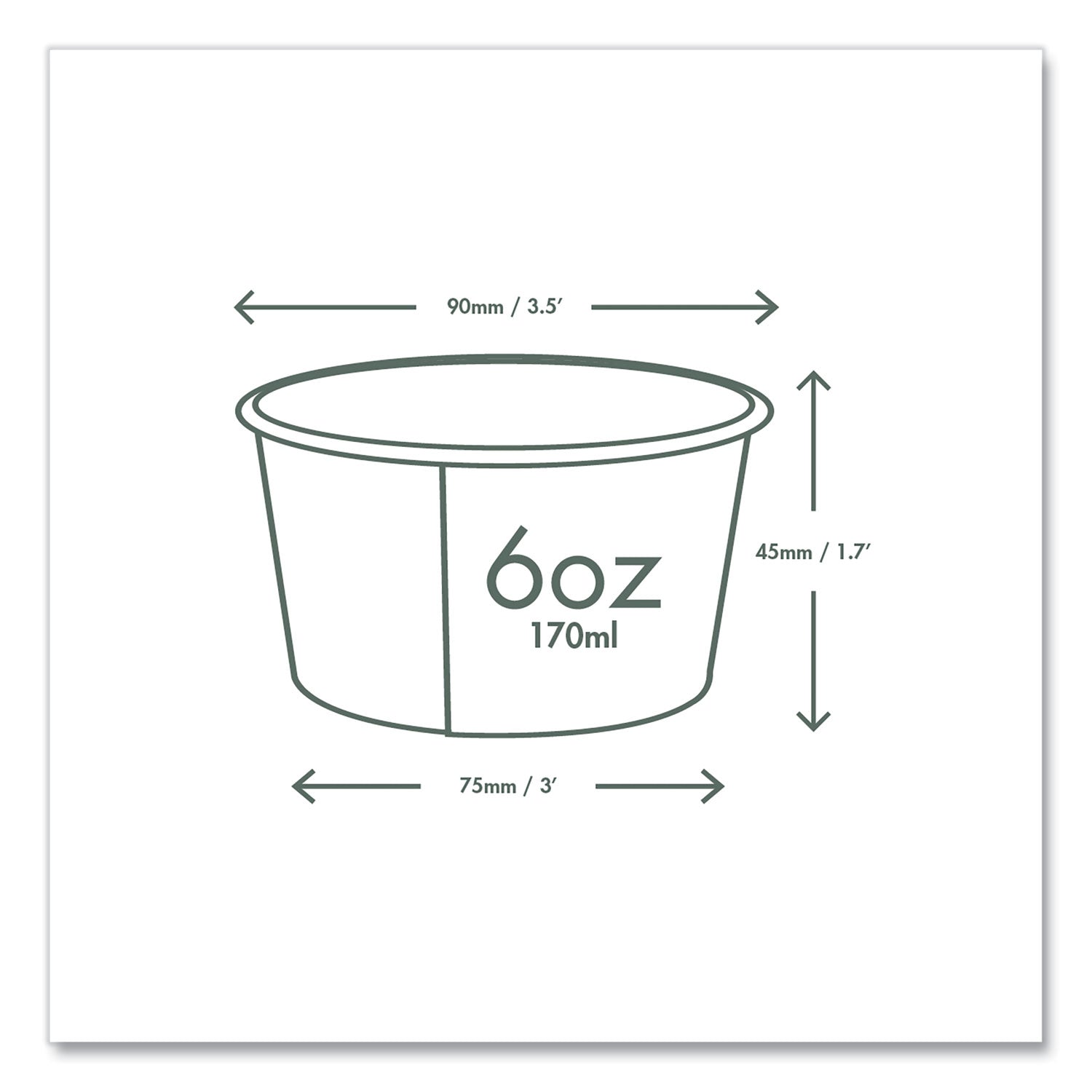 Soup Containers, 6 oz, 3.5" Diameter x 1.7"h, Green/White, Paper, 1,000/Carton