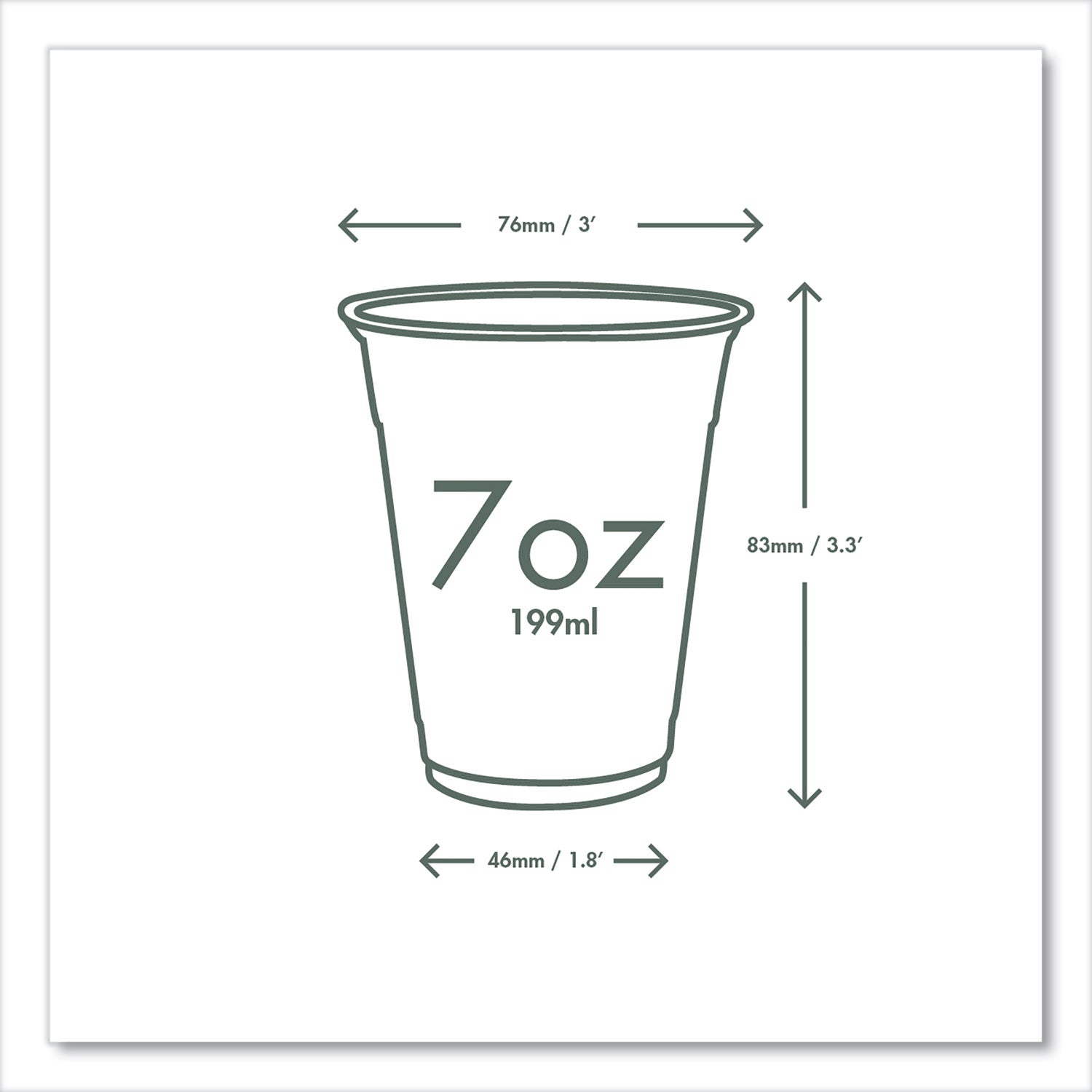 76-Series Cold Cup, 7 oz, Clear/Green, 1,000/Carton