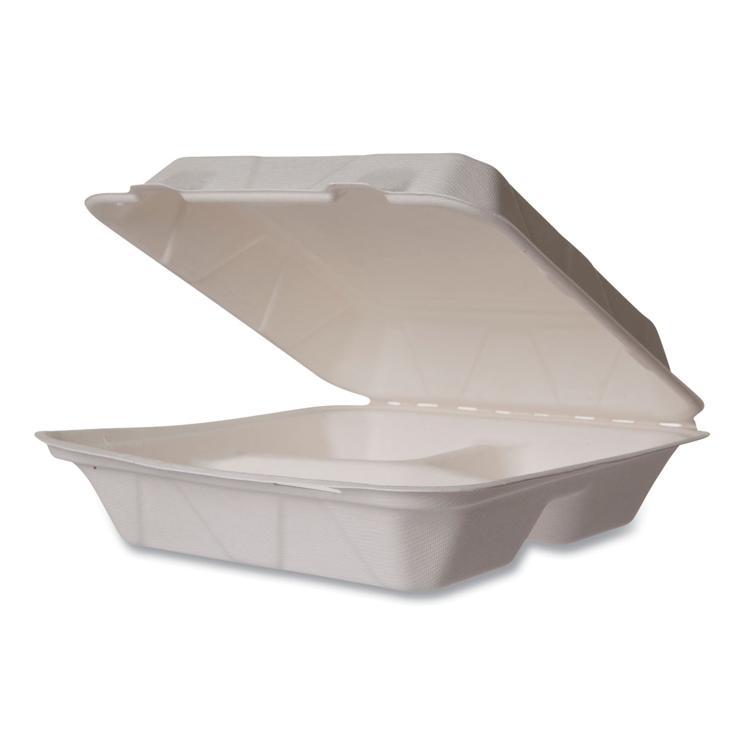 nourish-molded-fiber-takeout-containers-3-compartment-5-x-9-x-2-white-sugarcane-200-carton_vegwh93hw - 1