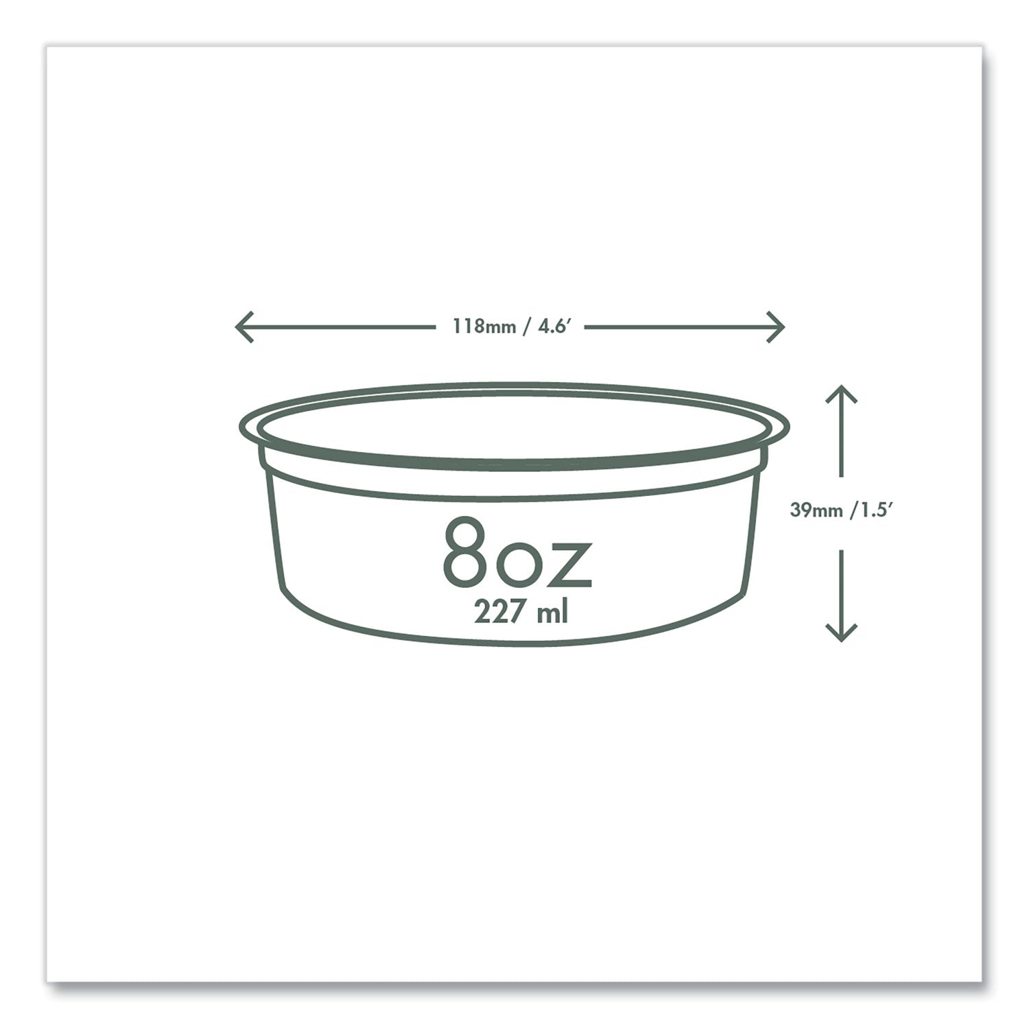 Round Deli Pots, 8 oz, 4.6" Diameter x 1.5"h, Clear, Plastic, 500/Carton