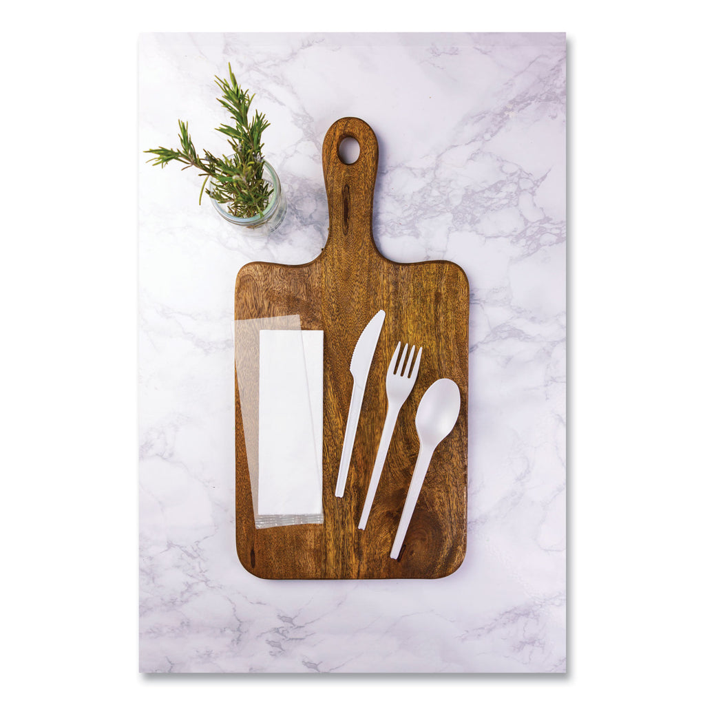 Cutlery Kits, Fork/Knife/Spoon/Napkin, White, 250/Carton