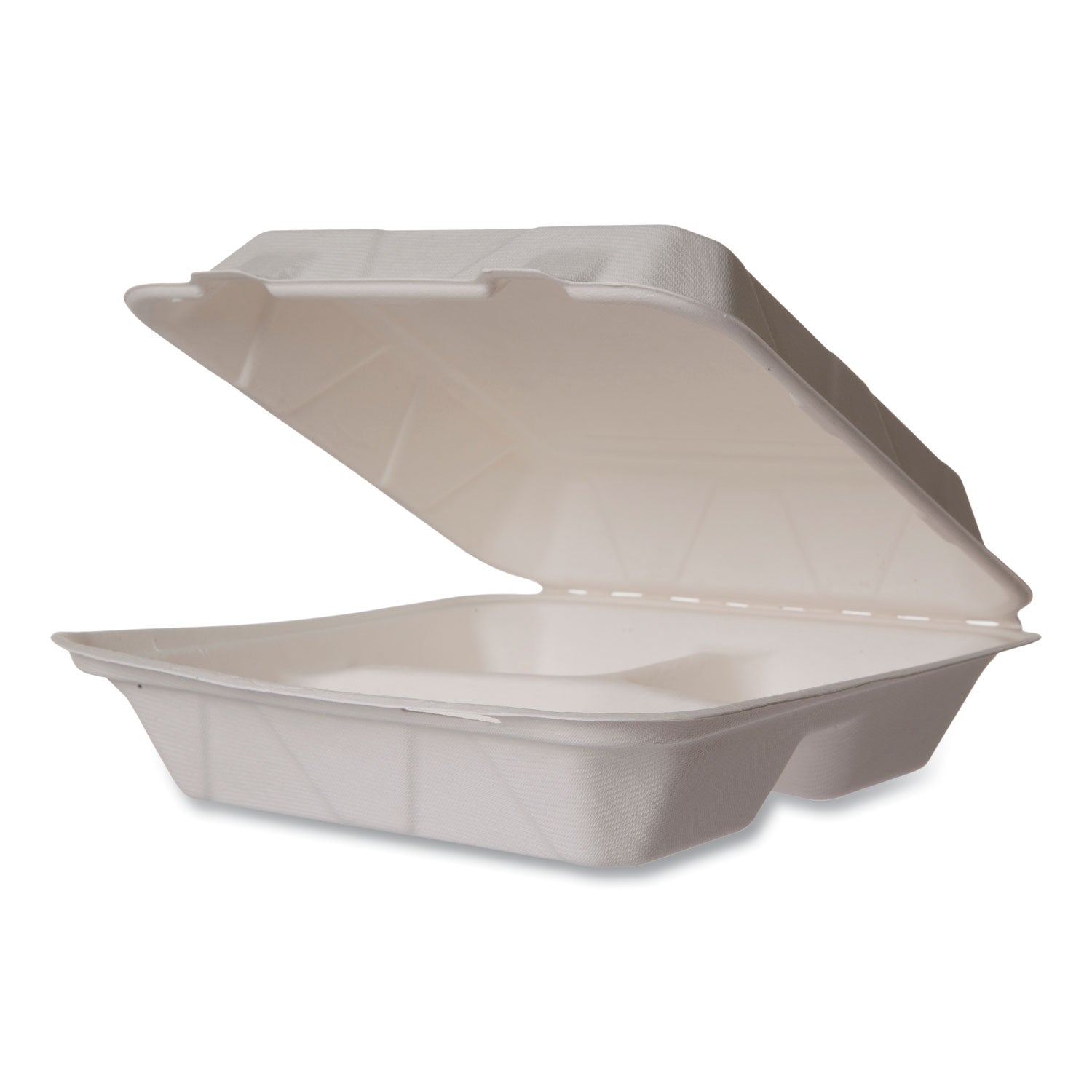 white-molded-fiber-clamshell-containers-3-compartment-9-x-18-x-2-white-sugarcane-200-carton_vegwhbrg93hw - 1