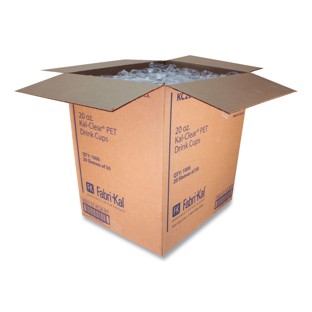 Kal-Clear PET Cold Drink Cups, 20 oz, Clear, 50/Bag, 20 Bags/Carton