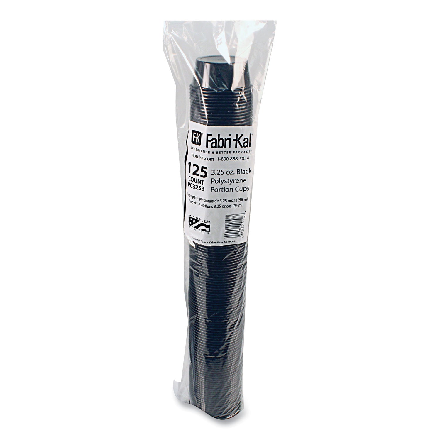 Portion Cups, 3.25 oz, Black, 125/Sleeve, 20 Sleeves/Carton