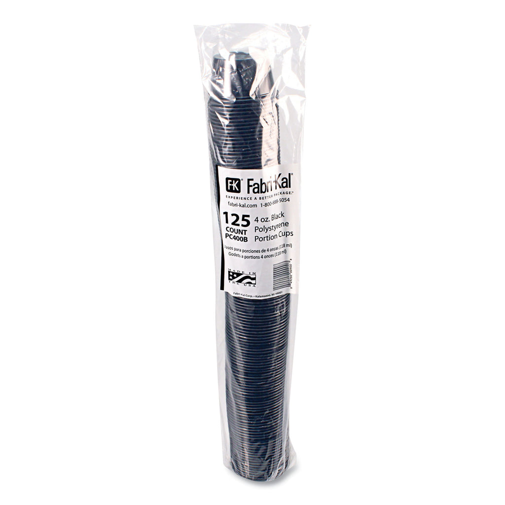 Portion Cups, 4 oz, Black, 125/Sleeve, 20 Sleeves/Carton
