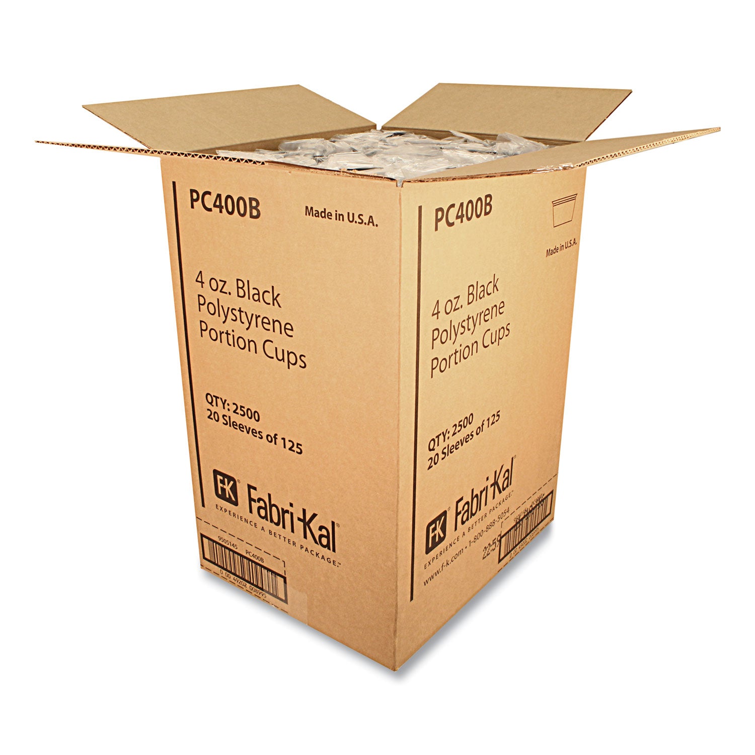 Portion Cups, 4 oz, Black, 125/Sleeve, 20 Sleeves/Carton