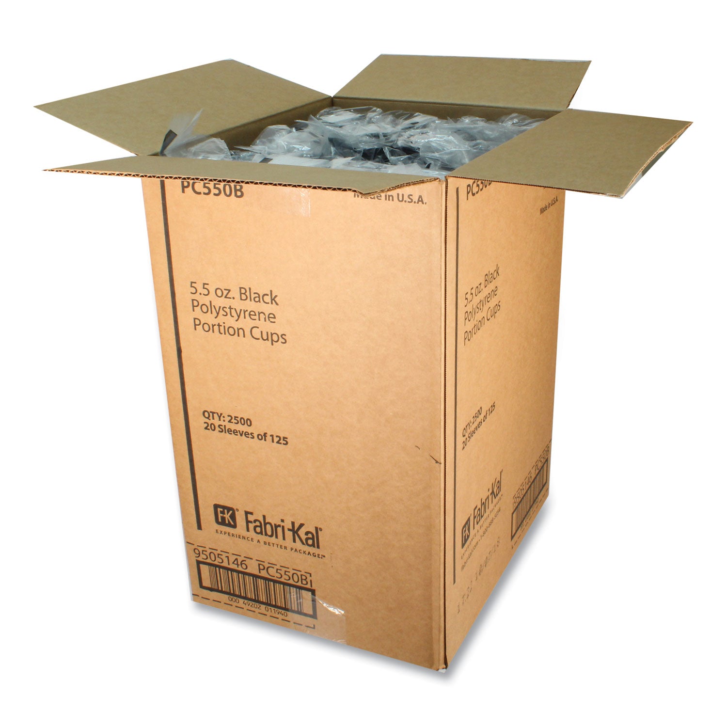Portion Cups, 5.5 oz, Black, 125/Sleeve, 20 Sleeves/Carton