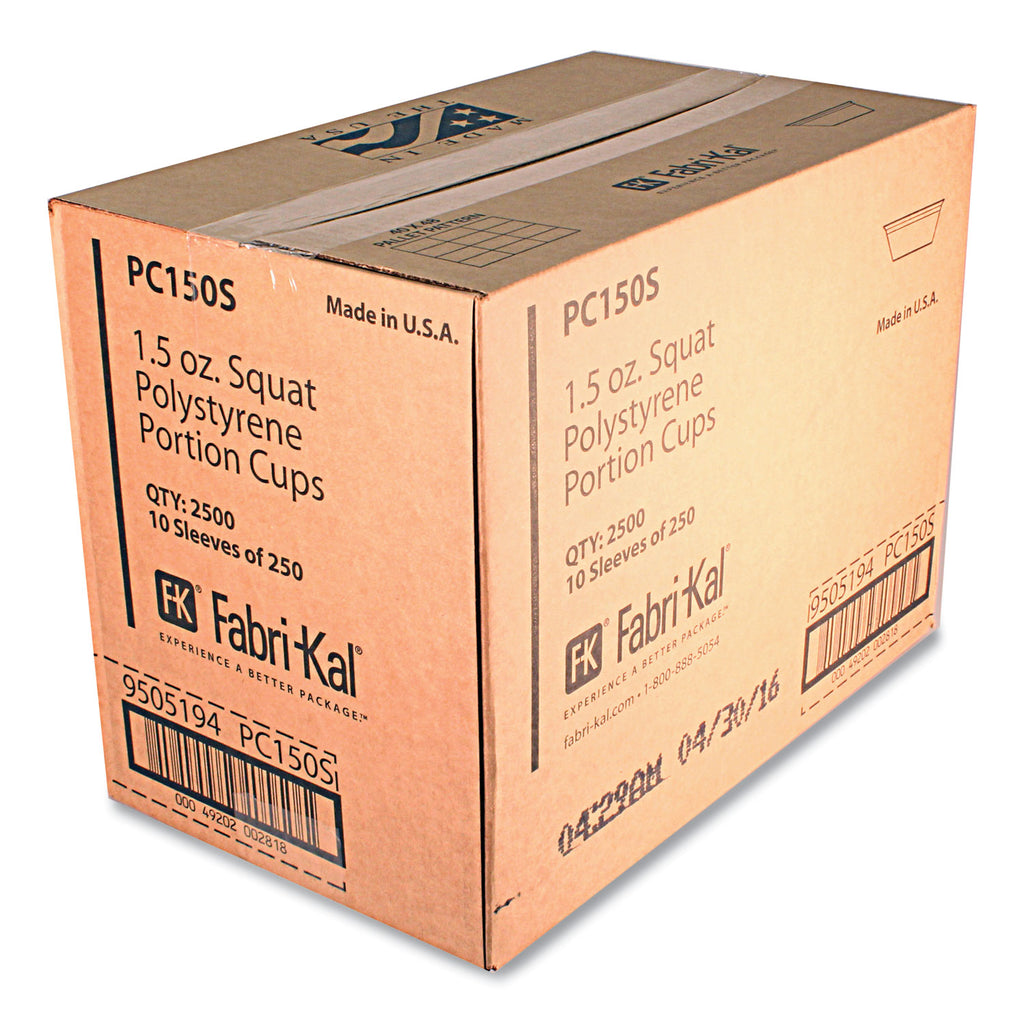 Portion Cups, Squat, 1.5 oz, Translucent, 125/Sleeve, 20 Sleeve/Carton