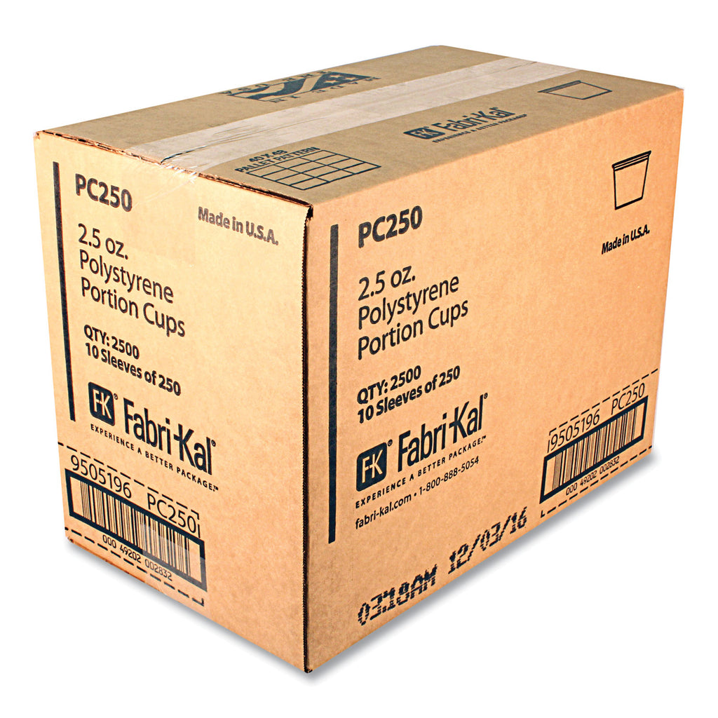 Portion Cups, 2.5 oz, Translucent, 125/Sleeve, 20 Sleeve/Carton