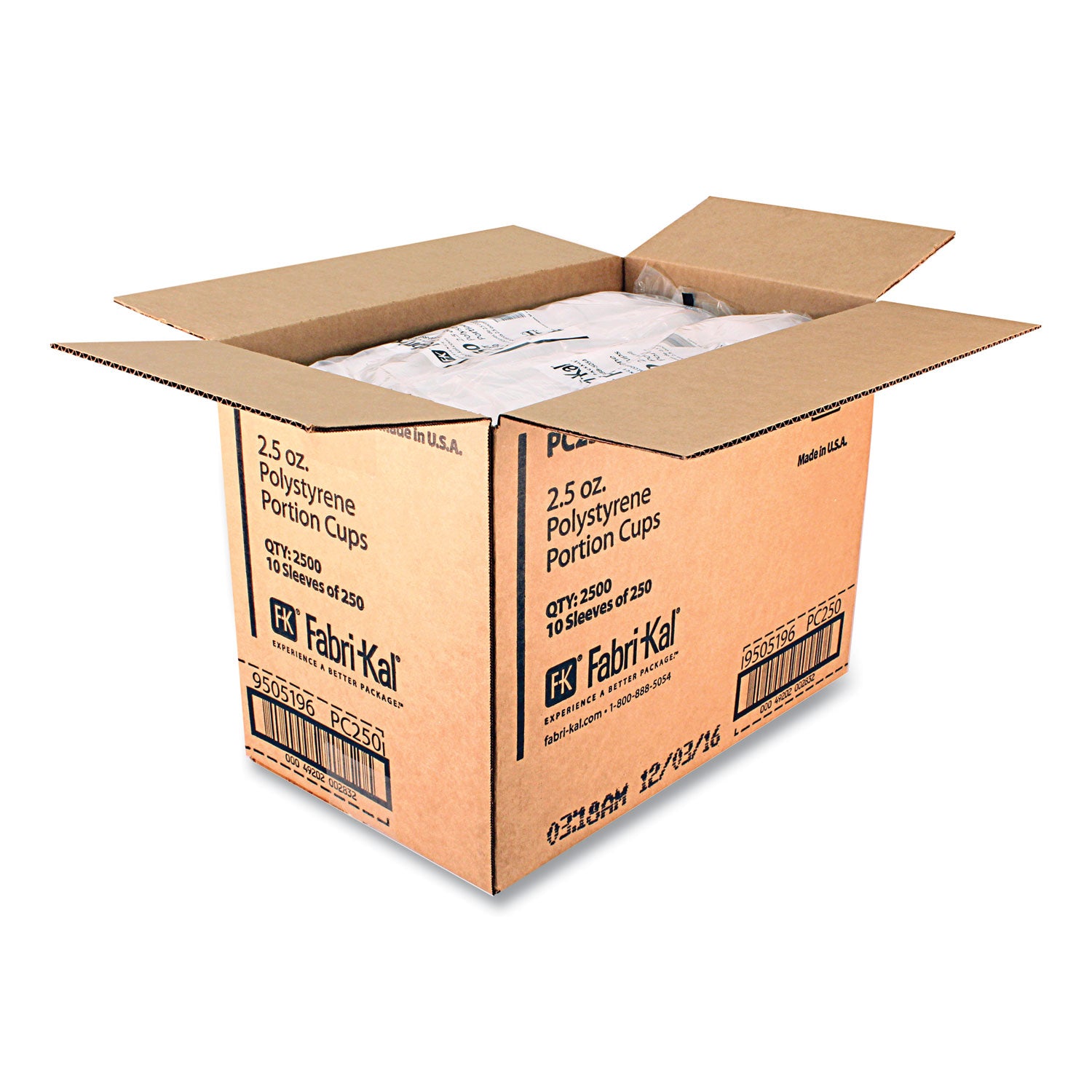 Portion Cups, 2.5 oz, Translucent, 125/Sleeve, 20 Sleeve/Carton