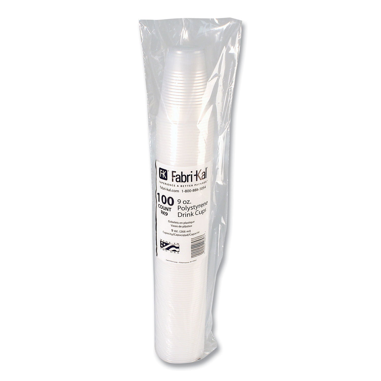 RK Ribbed Cold Drink Cups, 9 oz, Clear, 100/Sleeve, 25 Sleeves/Carton