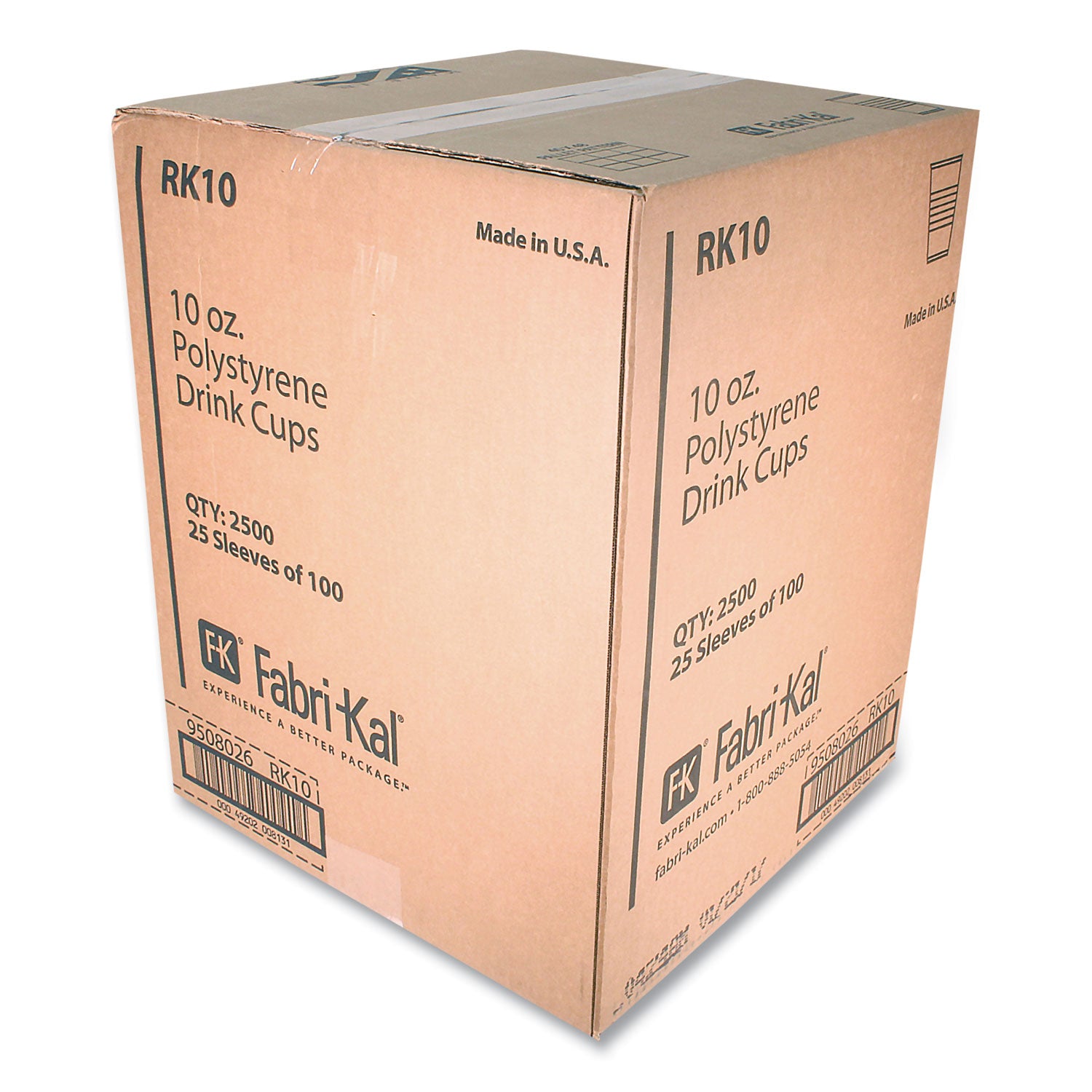 RK Ribbed Cold Drink Cups, 10 oz, Clear, 100/Sleeve, 25 Sleeves/Carton