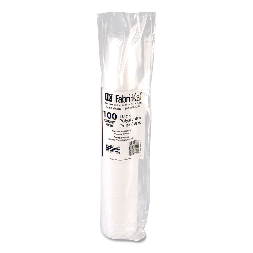 RK Ribbed Cold Drink Cups, 10 oz, Clear, 100/Sleeve, 25 Sleeves/Carton