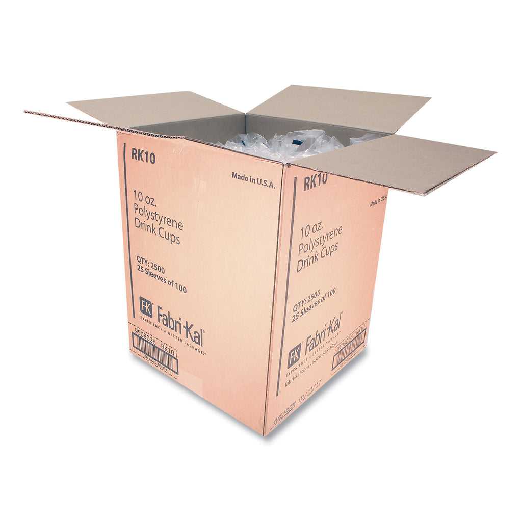 RK Ribbed Cold Drink Cups, 10 oz, Clear, 100/Sleeve, 25 Sleeves/Carton