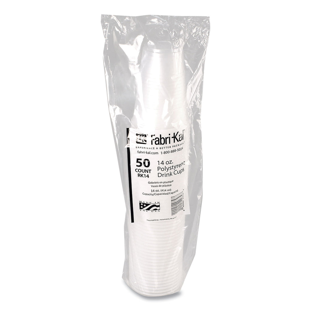RK Ribbed Cold Drink Cups, 14 oz, Clear, 50/Sleeve, 20 Sleeves/Carton