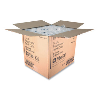 RK Ribbed Cold Drink Cups, 14 oz, Clear, 50/Sleeve, 20 Sleeves/Carton