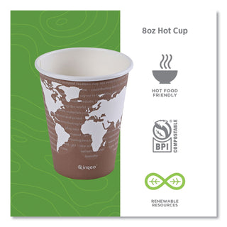 World Art Renewable and Compostable Hot Cups, 8 oz, 50/Pack, 20 Packs/Carton