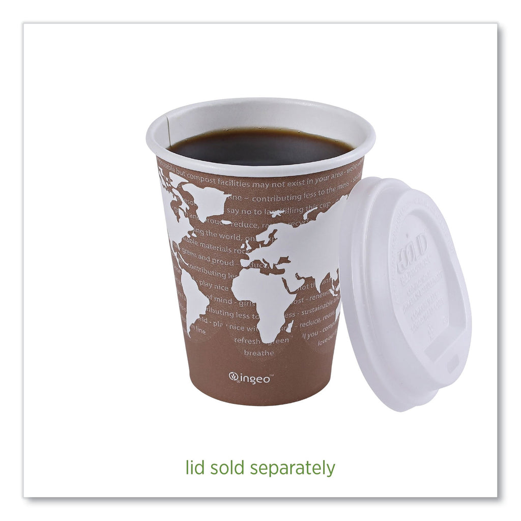 World Art Renewable and Compostable Hot Cups, 8 oz, 50/Pack, 20 Packs/Carton