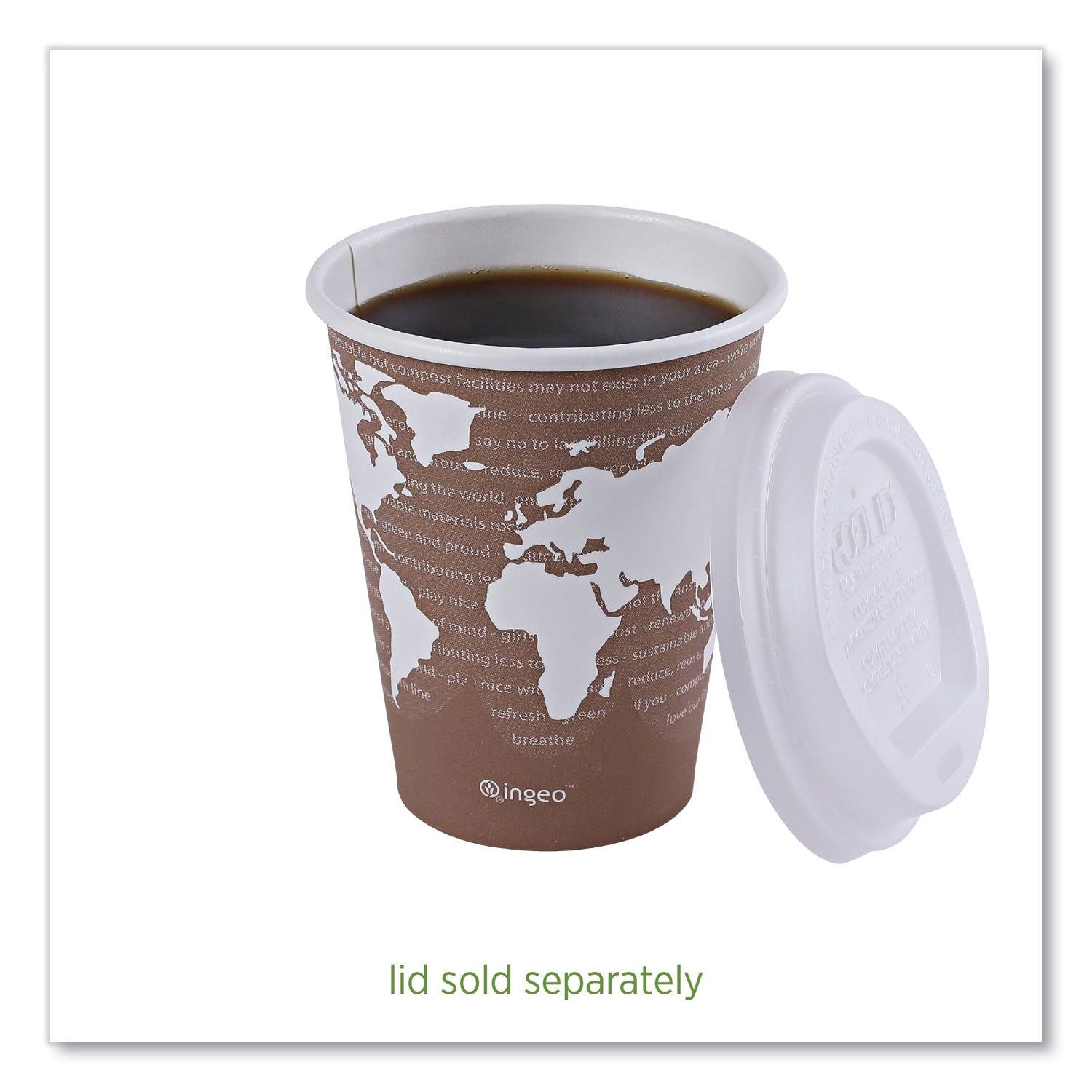 World Art Renewable and Compostable Hot Cups, 8 oz, 50/Pack, 20 Packs/Carton