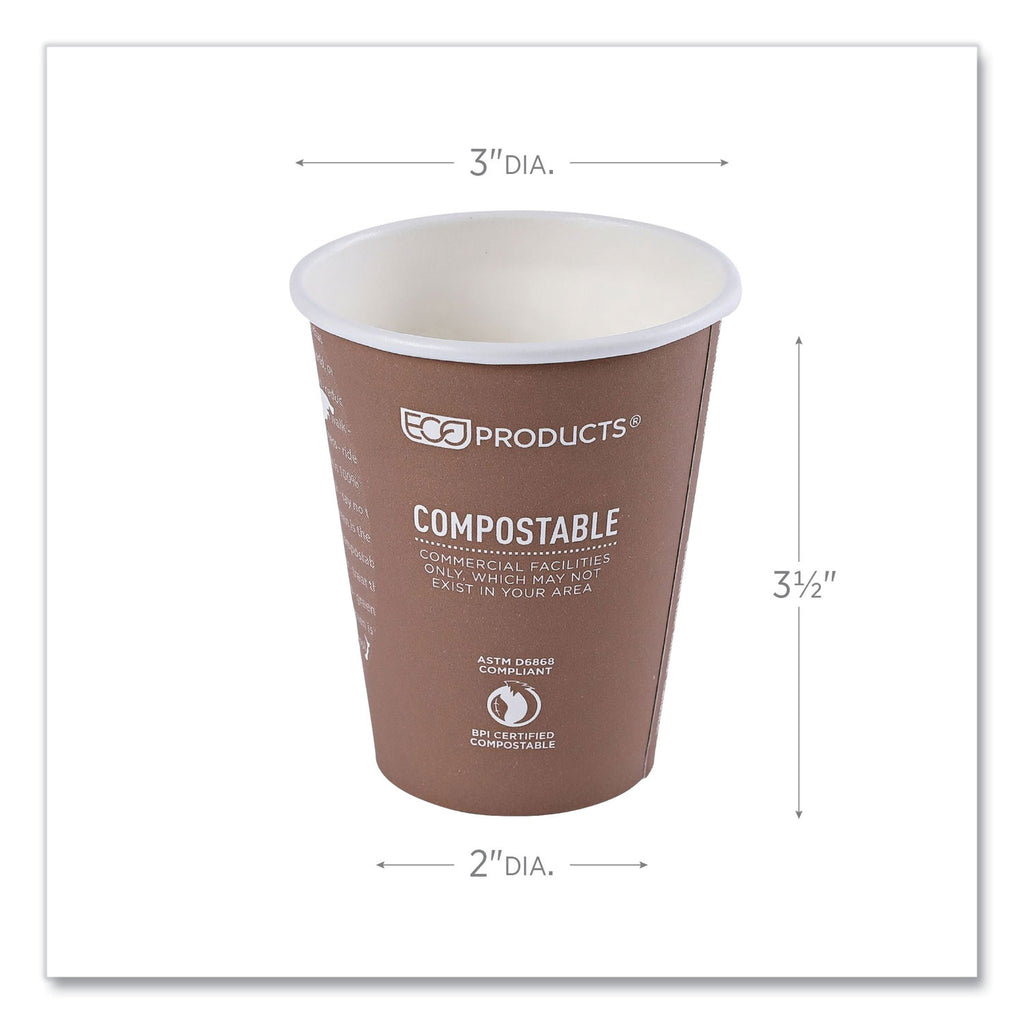 World Art Renewable and Compostable Hot Cups, 8 oz, Plum, 50/Pack
