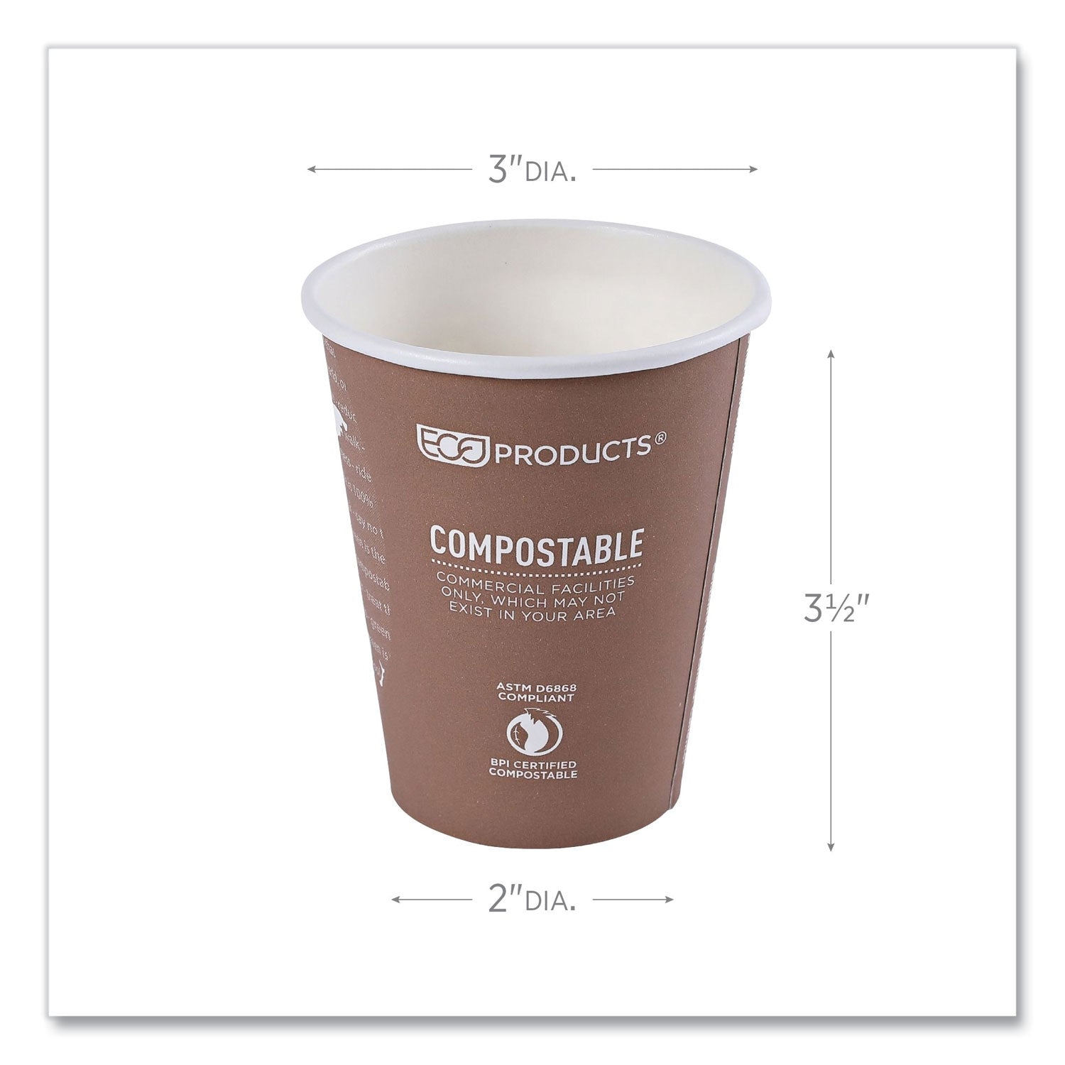 World Art Renewable and Compostable Hot Cups, 8 oz, Plum, 50/Pack