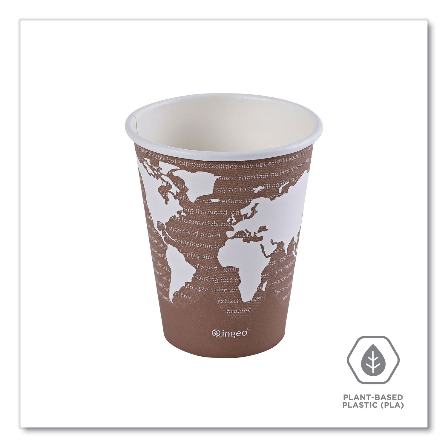 World Art Renewable and Compostable Hot Cups, 8 oz, Plum, 50/Pack