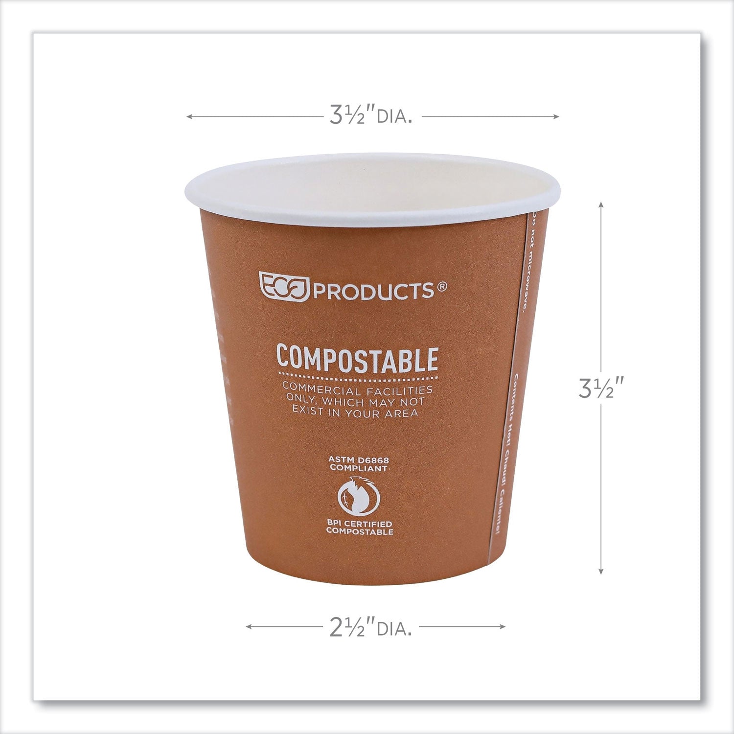 World Art Renewable and Compostable Hot Cups, 10 oz, 50/Pack, 20 Packs/Carton