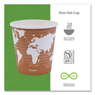 World Art Renewable and Compostable Hot Cups, 10 oz, 50/Pack, 20 Packs/Carton