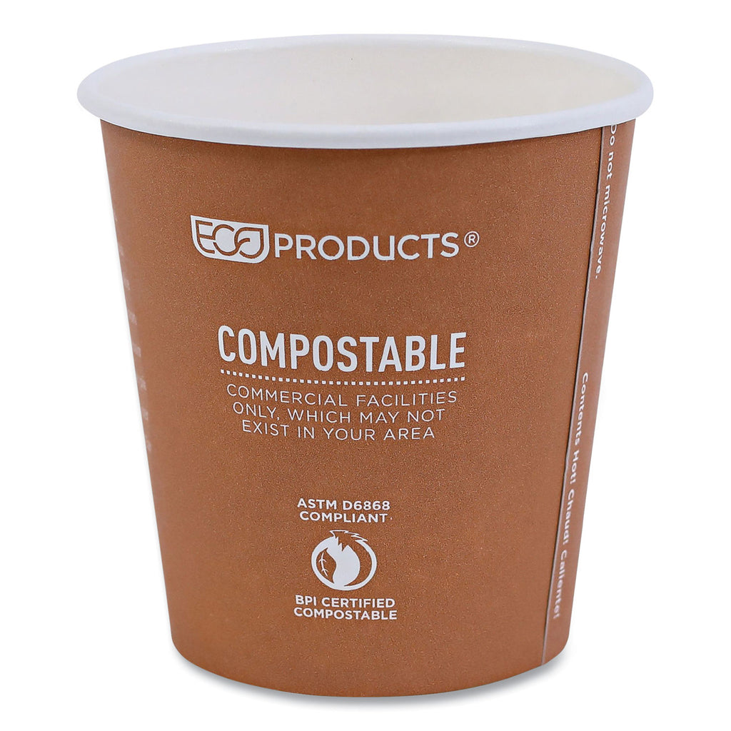 World Art Renewable and Compostable Hot Cups, 10 oz, 50/Pack, 20 Packs/Carton