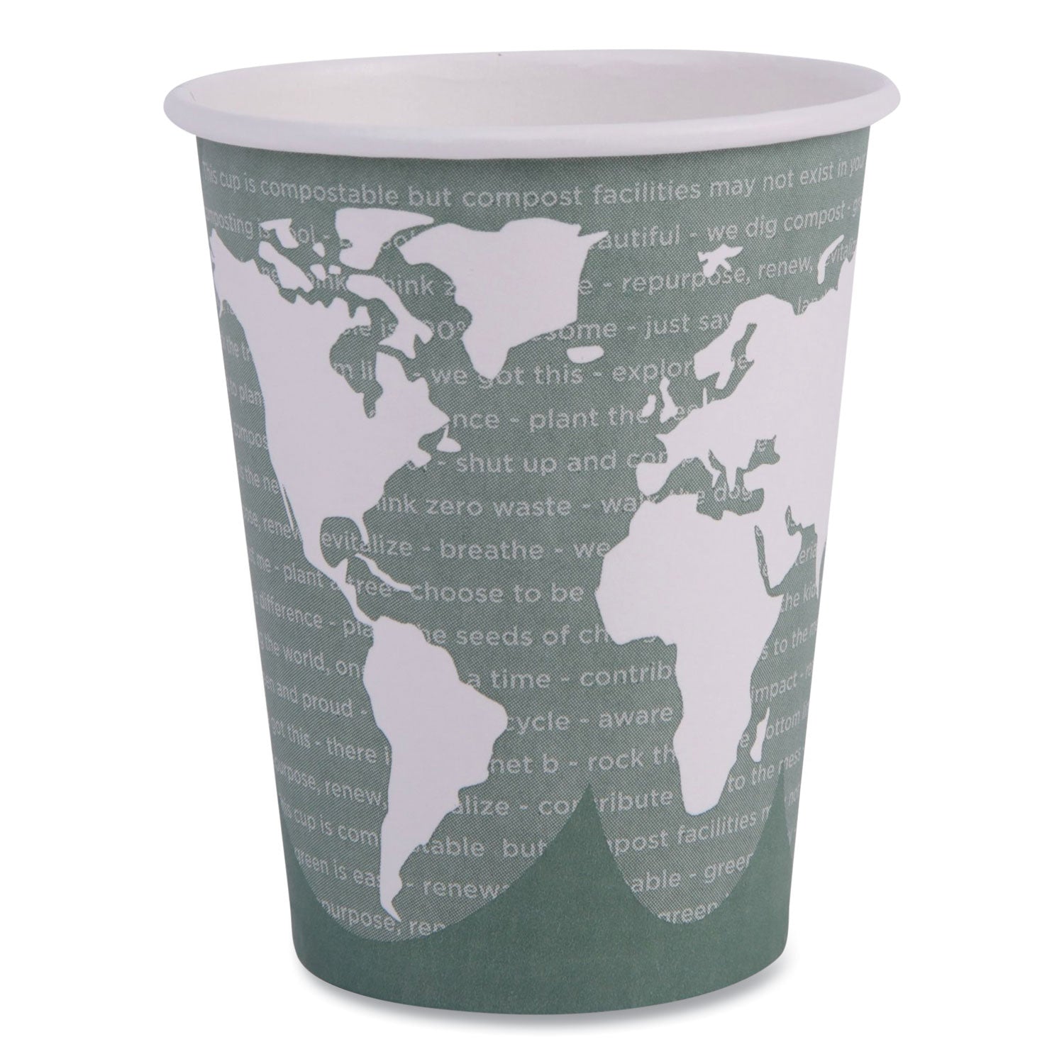 World Art Renewable and Compostable Hot Cups, 12 oz, 50/Pack, 20 Packs/Carton - 