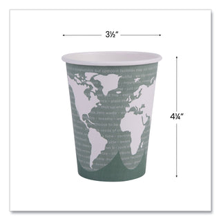 World Art Renewable and Compostable Hot Cups, 12 oz, 50/Pack, 20 Packs/Carton