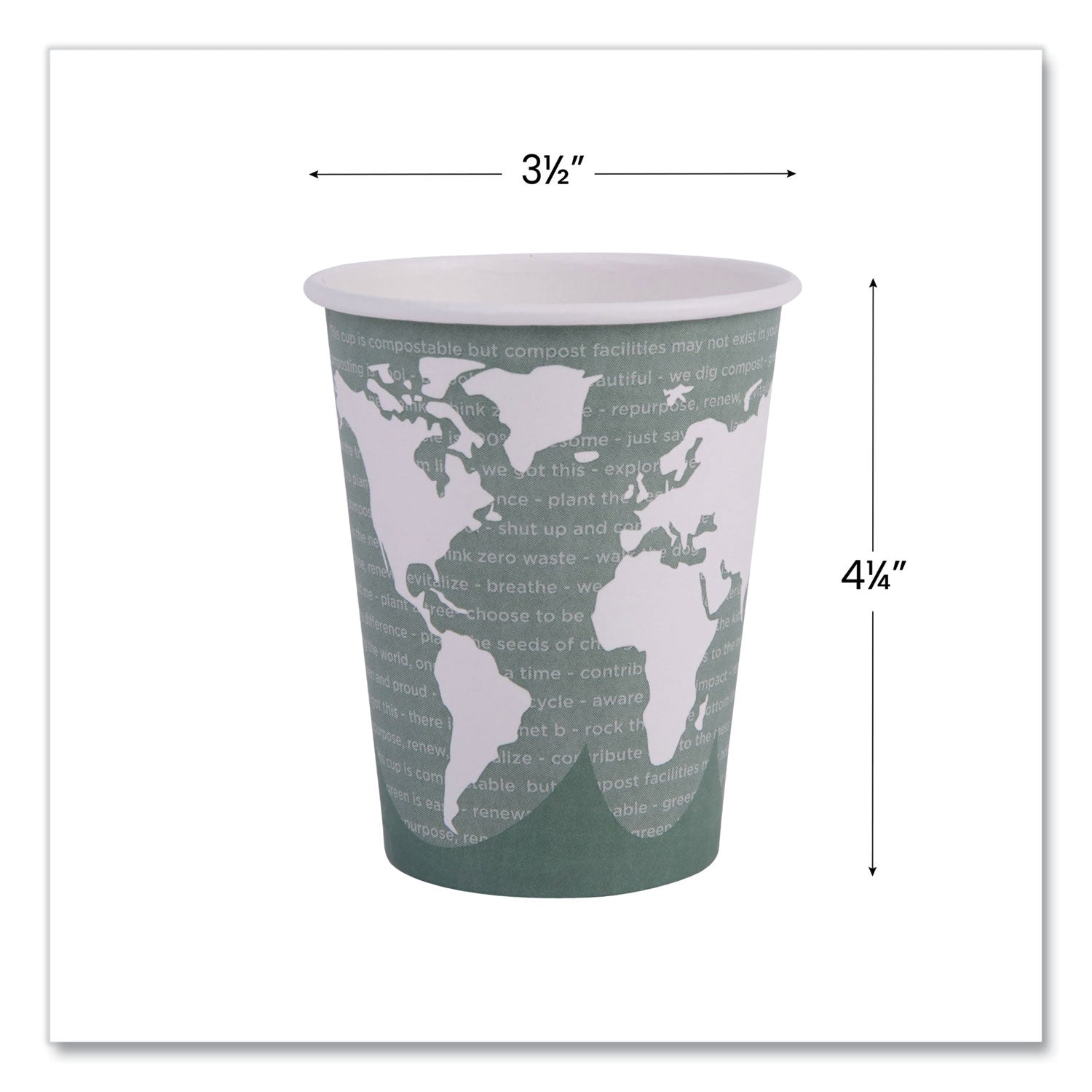 World Art Renewable and Compostable Hot Cups, 12 oz, 50/Pack, 20 Packs/Carton