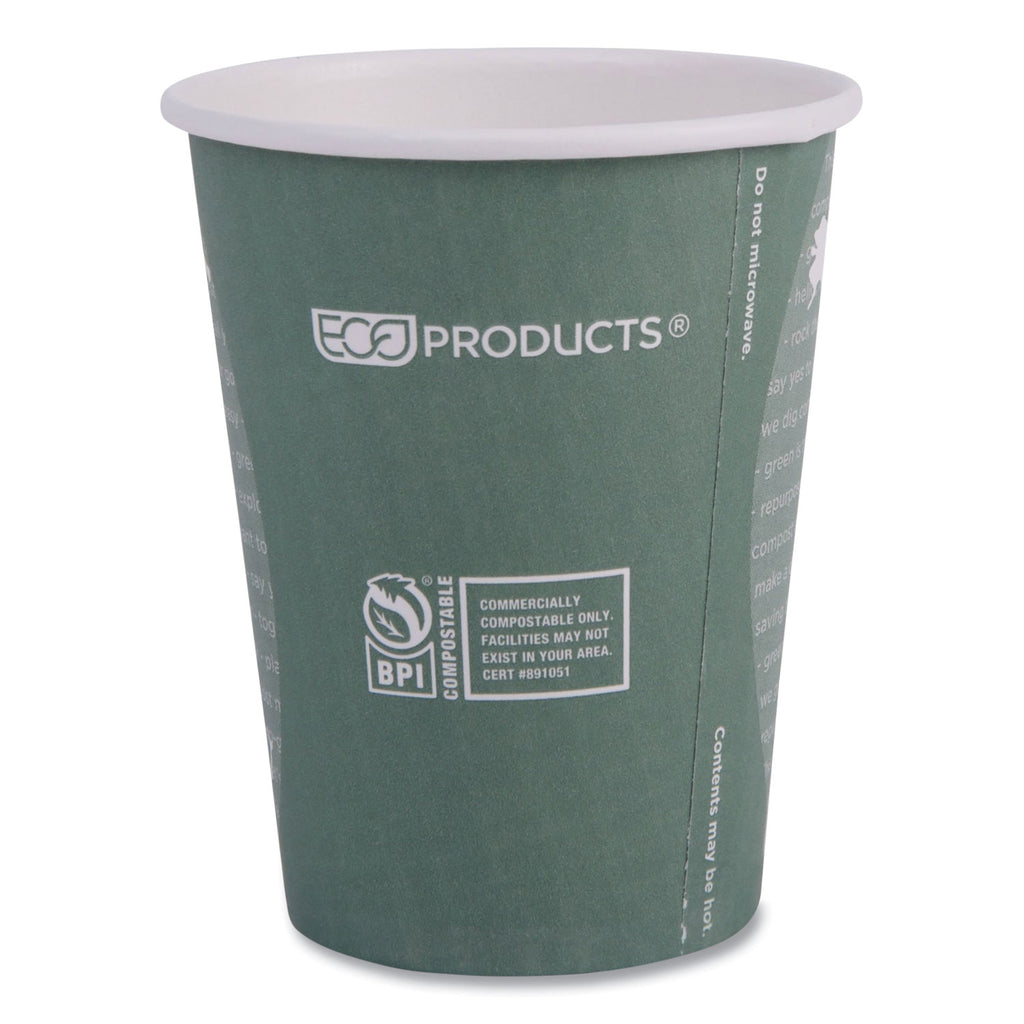 World Art Renewable and Compostable Hot Cups, 12 oz, 50/Pack, 20 Packs/Carton