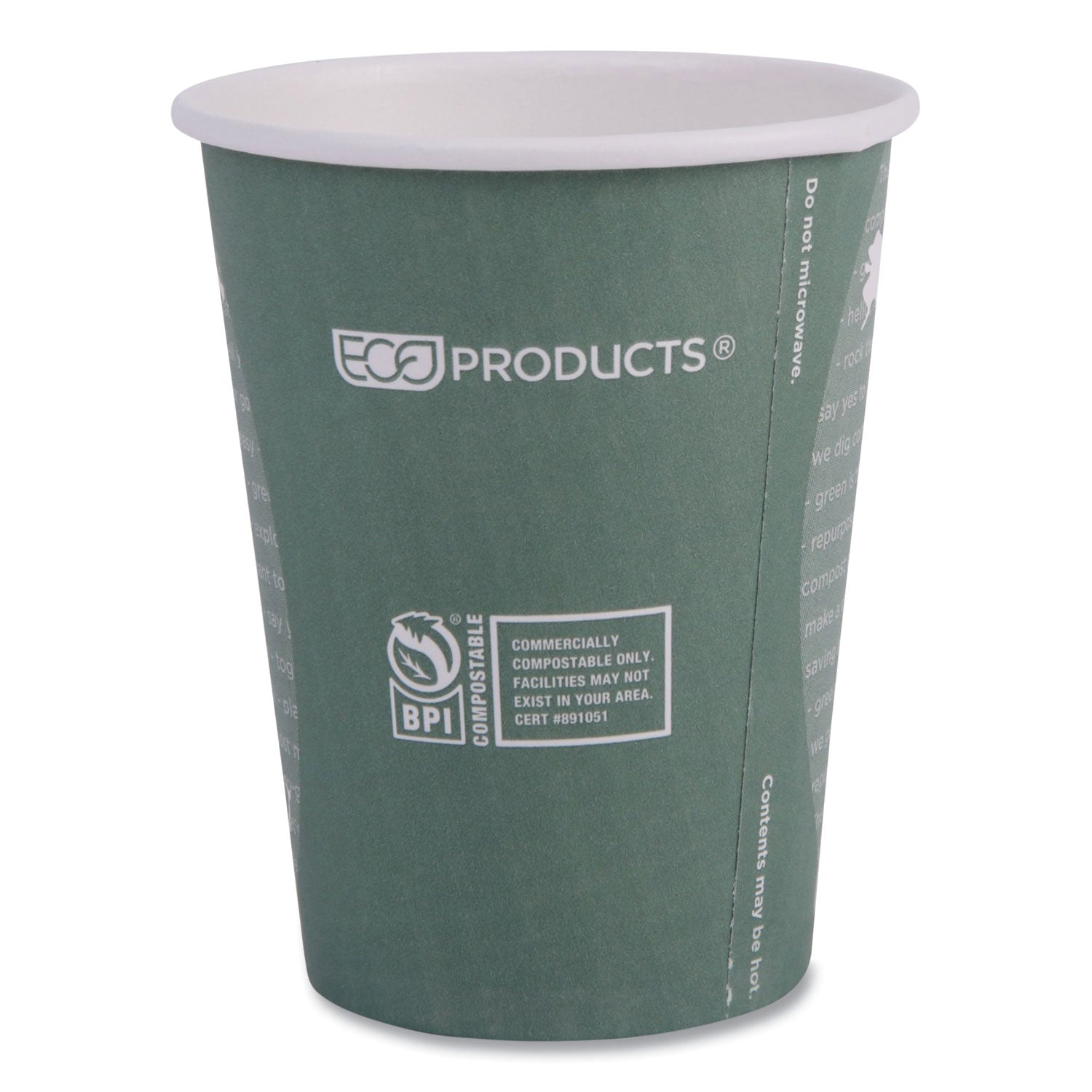 World Art Renewable and Compostable Hot Cups, 12 oz, 50/Pack, 20 Packs/Carton